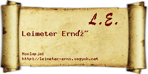 Leimeter Ernő névjegykártya